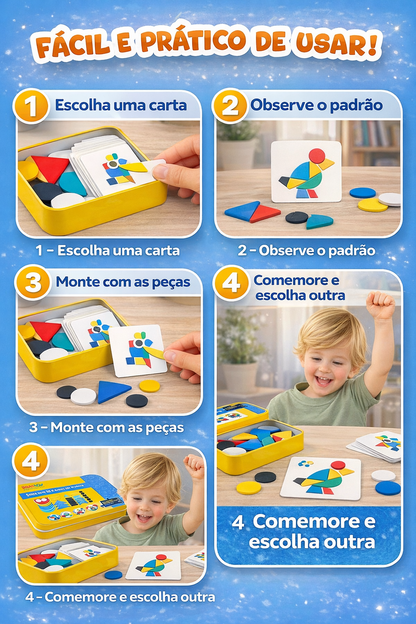 Puzzle Montessori Desafio Inteligente - 36 Blocos E 60 Cartas + BÔNUS EXCLUSIVOS