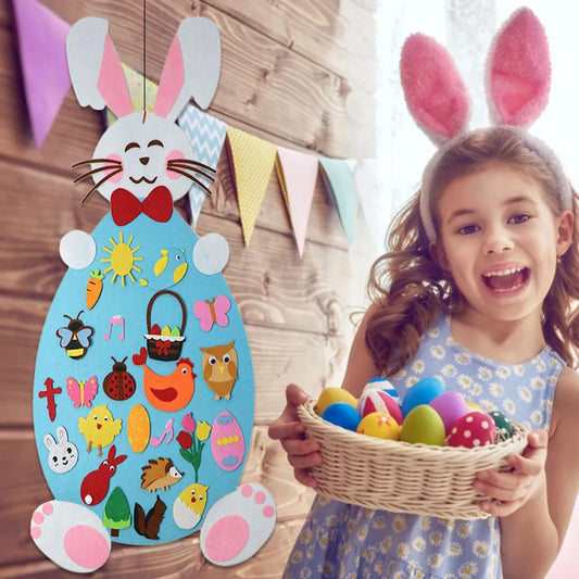 Painel Interativo de Coelho em Feltro Montessori Educativo