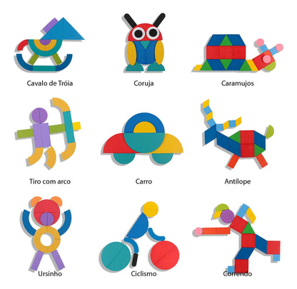 Puzzle Montessori Desafio Inteligente - 36 Blocos E 60 Cartas + BÔNUS EXCLUSIVOS