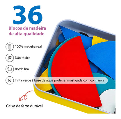 Puzzle Montessori Desafio Inteligente - 36 Blocos E 60 Cartas + BÔNUS EXCLUSIVOS
