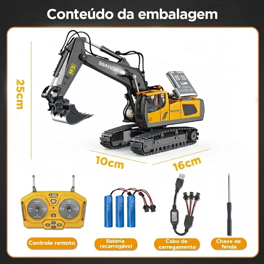 Escavadeira RC Profissional - O brinquedo que une diversão, aprendizado e coleção