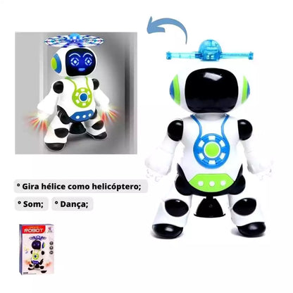 Robô Dançante com Helicóptero, Luzes LED e Som