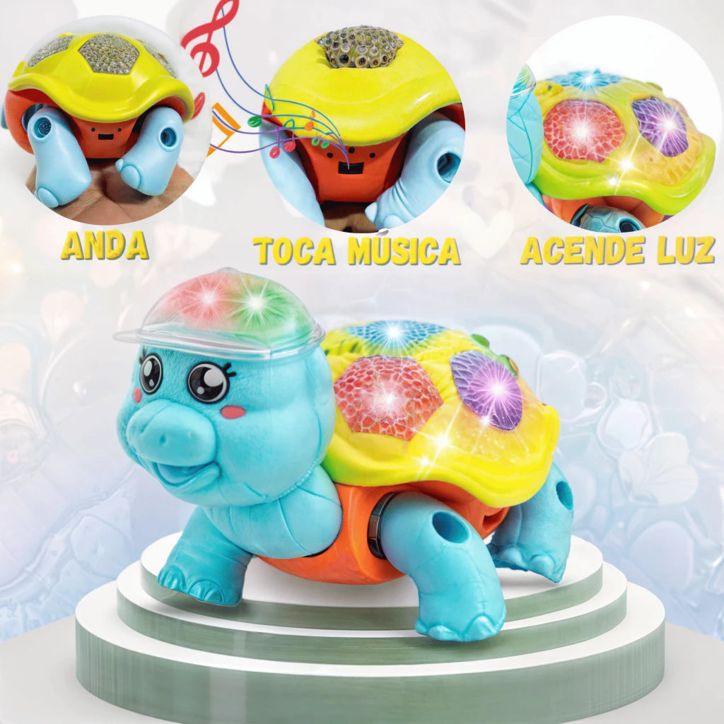 Tartaruga Fujão Elétrica com Som, Luz e Movimento