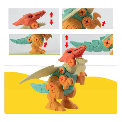 Kit 4 Dinossauros Monta e Desmonta Educativo com Ferramentas