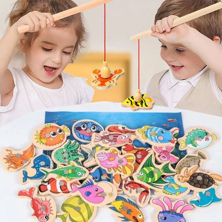 Brinquedo Magnético De Pesca De Madeira