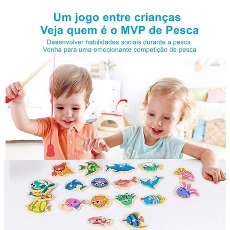 Brinquedo Magnético De Pesca De Madeira