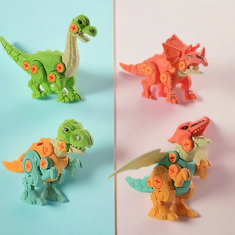Kit 4 Dinossauros Monta e Desmonta Educativo com Ferramentas